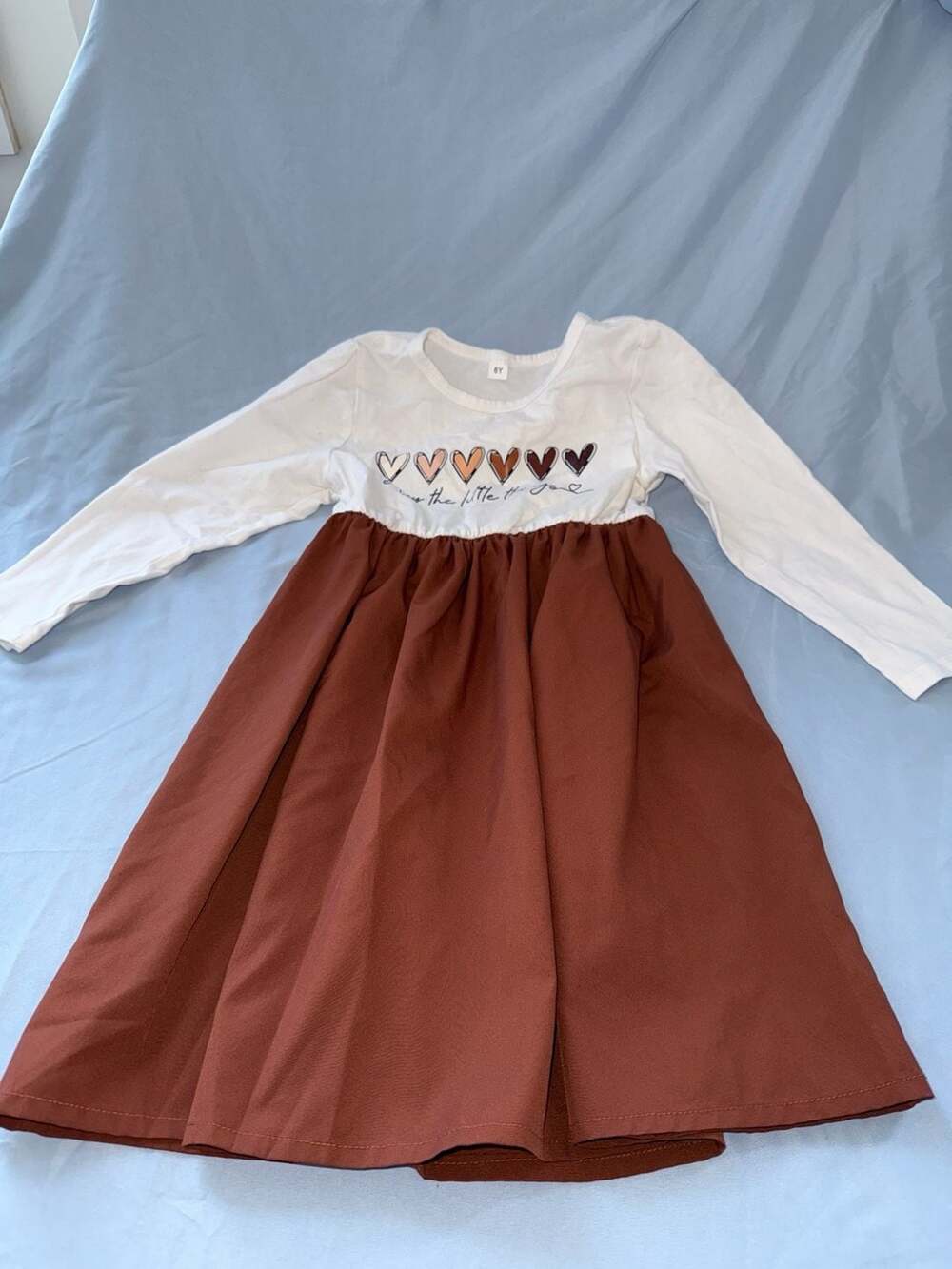 Girls Long Sleeve A-Line Dress with Heart Print 'Enjoy the Little Things' Graphi